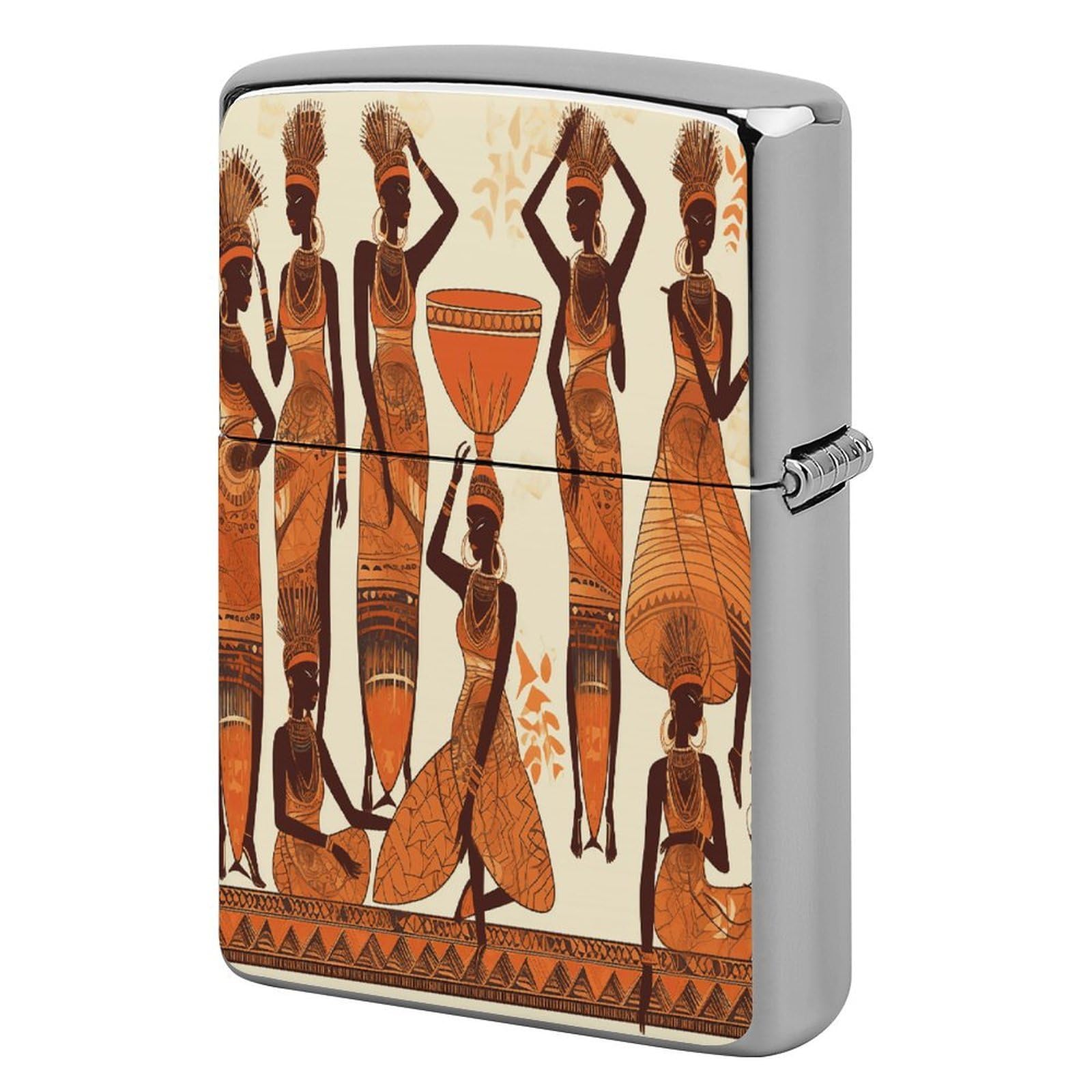 Fekiloot Style African Tribal Woman Lighter Case Cover Metal Lighter Case