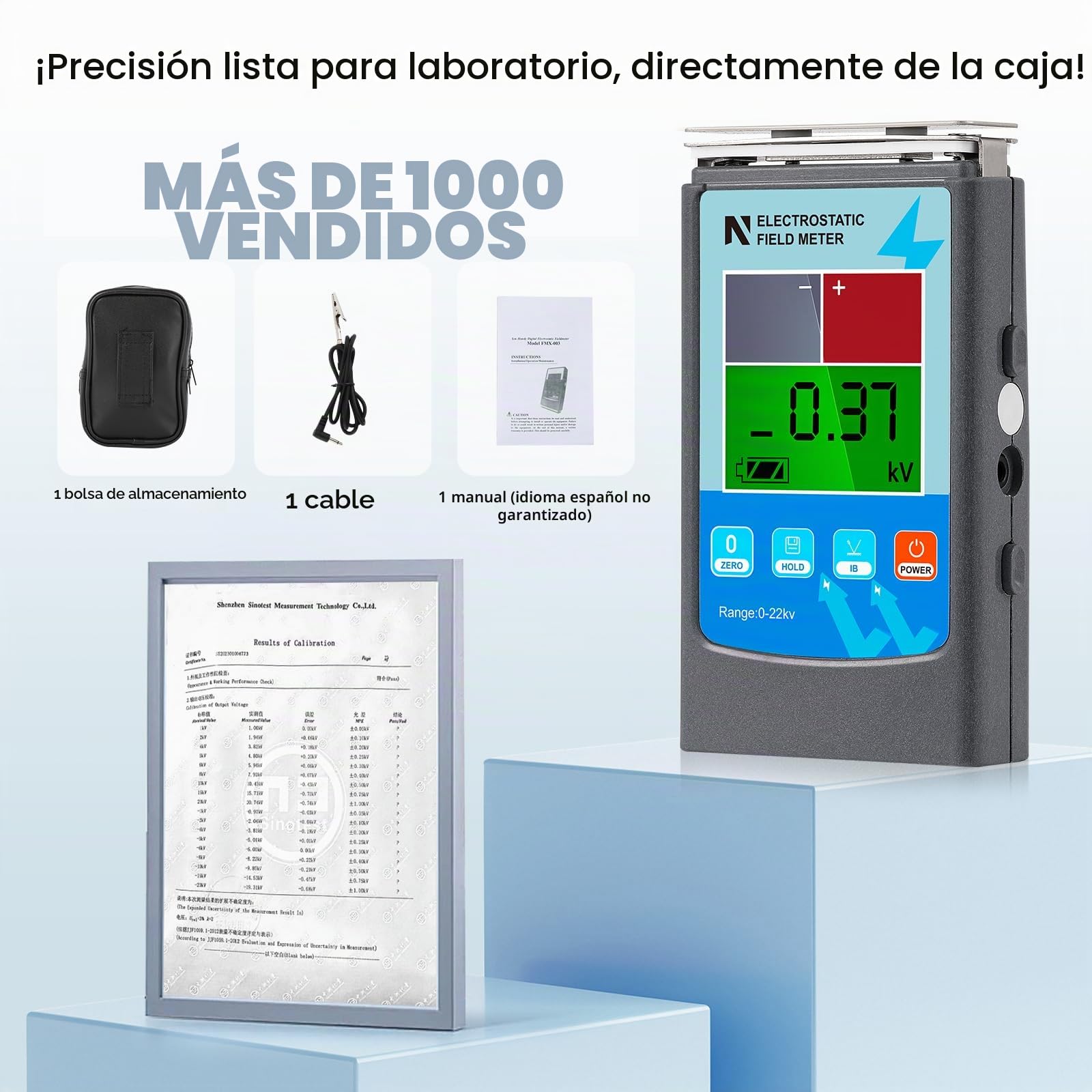 NEWTRY Medidor de campo electrostático digital de mano 0~20KV Probador de equilibrio de iones portátil 0~200V para fibra de hilo, tela, alfombra, tablero de papel de goma