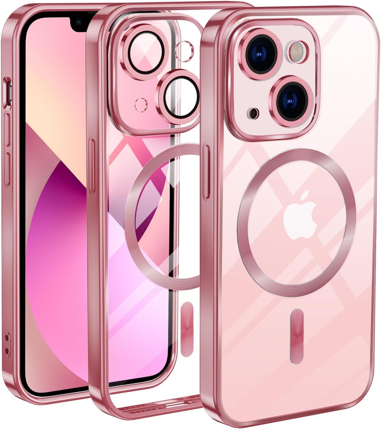 Coque Magnétique IPhone 13 Qasyfanc Avec Protection Caméra - Verre Trempé 2 Pièces, Transparent