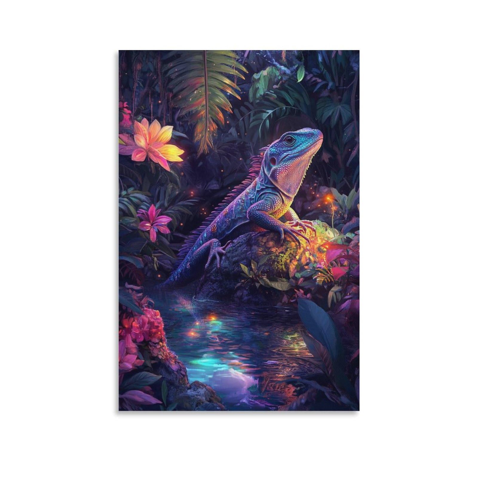 KNZVCXUEH Lizard Canvas Wall Art Pictures on Canvas Poster Modern Gallery for Bedroom Office Colorful Animals Prints Rectangle 20x30inch(50x75cm)
