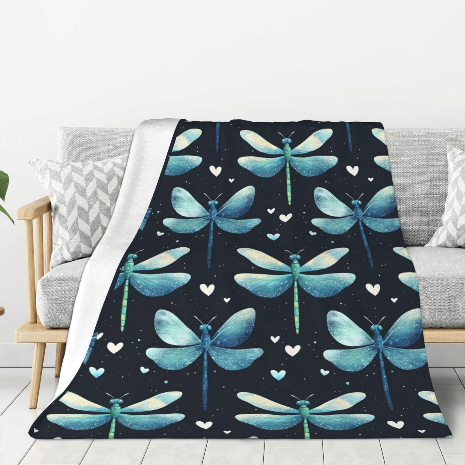 Couverture douce libellule pour réchauffer vos soirées canapé et lit