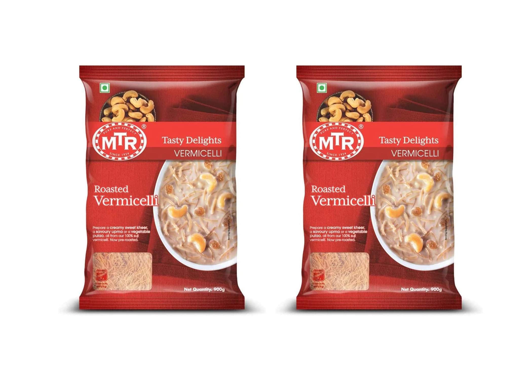 MTR Roasted Vermicelli 900g (Pack of 2) – Roasted to The Desired Taste – Suji Vermicelli – Tasty and Healthy