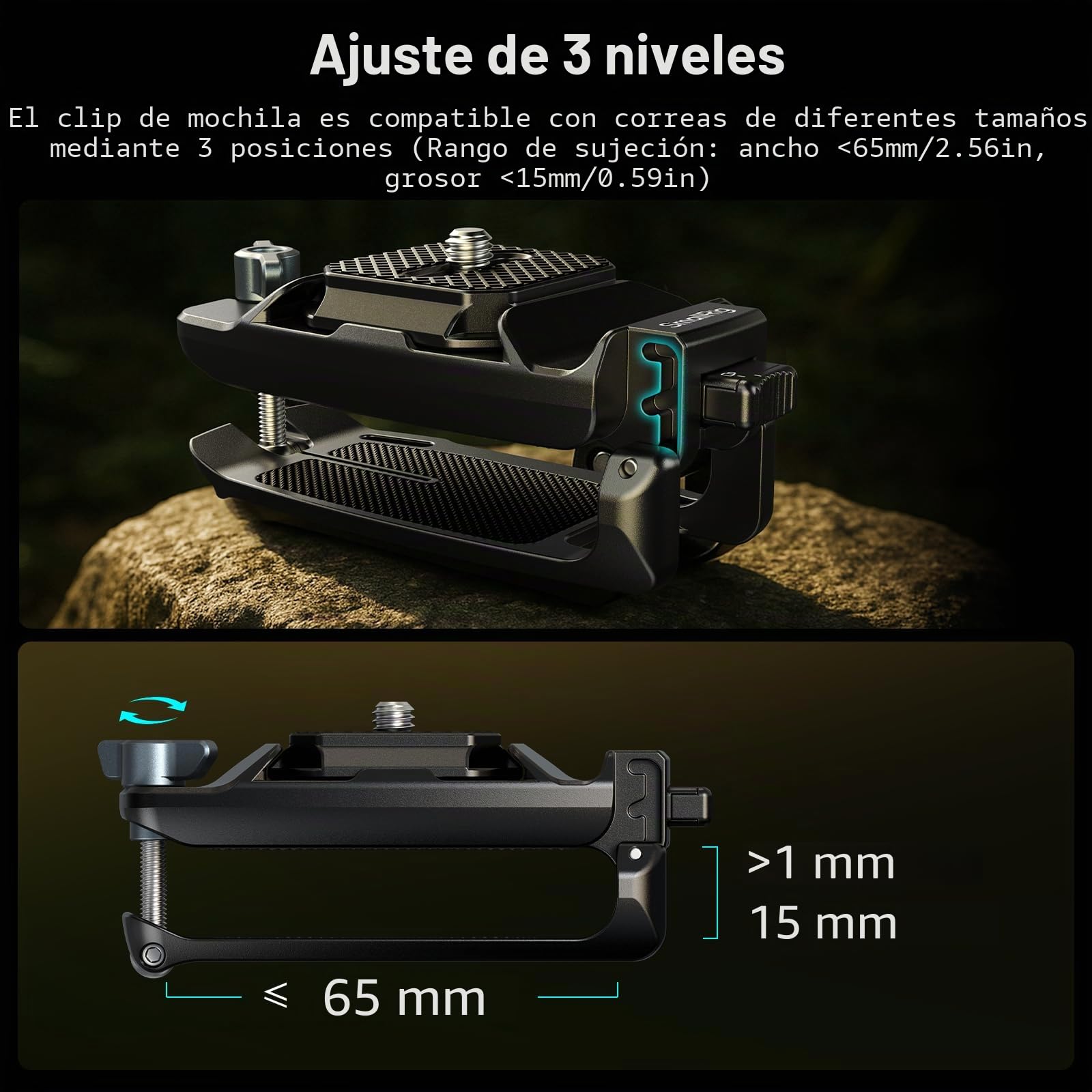 SMALLRIG Clip para Cámara con Placa, Sistema de Liberación Rápida para Sony, para Nikon, para Fujifilm, para Cámara de Acción DSLR, para Arca-Swiss - 5053