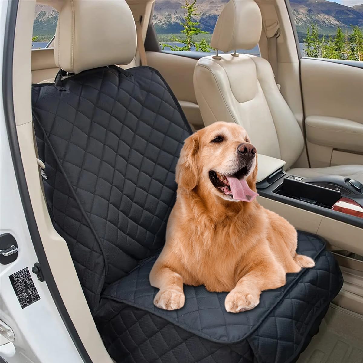 JNNJ Housse De Siège Avant De Voiture pour Chiens, Coussindu Sièged'antiusure des Animaux De Compagniesurvoiture, Résistant Aux Rayures Protecteur pour Animaux, pour Voitures, Camions(Noir)
