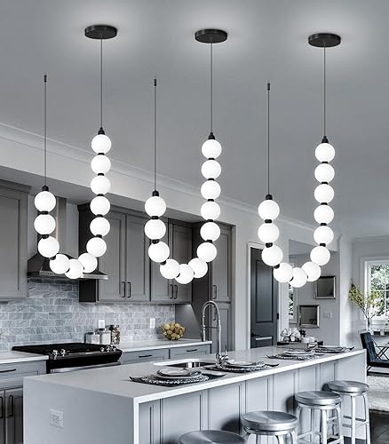 Miniatura 15 de Candelabros modernos LED regulables con luz de bolas de acrílico, iluminación colgante de techo para sala de estar, comedor, dormitorio, luces