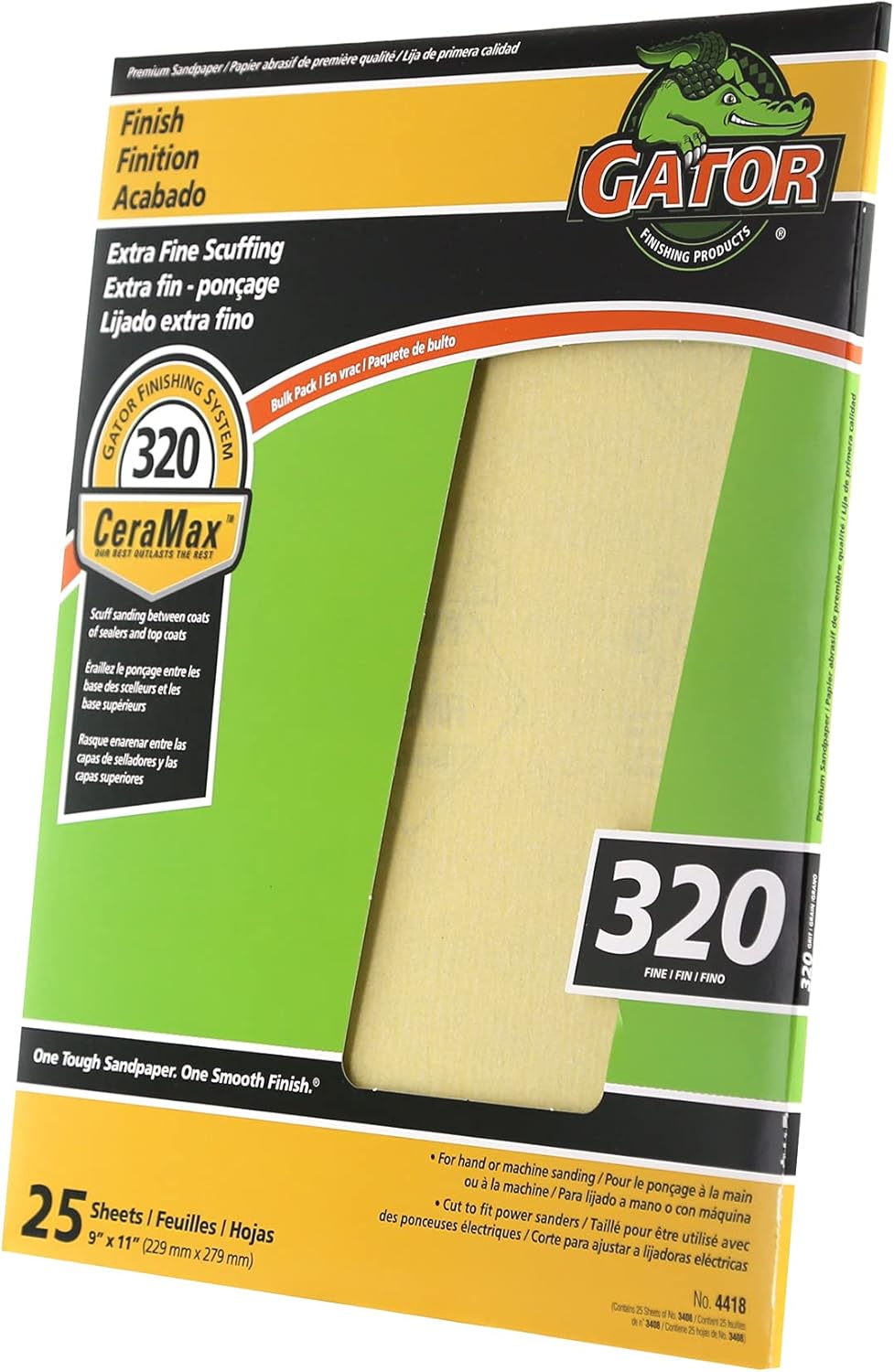 Gator CeraMax 9" x 11" Ceramic Sanding Sheets, 320 Grit, 25 Pack