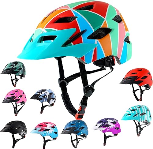 Miniatura 28 de Casco de bicicleta para niños y niñas, con luz LED, visera desmontable, para niños, jóvenes, adolescentes, multideporte, para patinaje, ciclismo