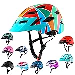 Kids Bike Helmet,Bavilk Kids Boys Girls Bike Helmets with LED Light Detachable Visor Children Youth Teen Multi-Sport for Skating Cycling Scooter Skateboard Adjustable & Lightweight 19.7-22.4