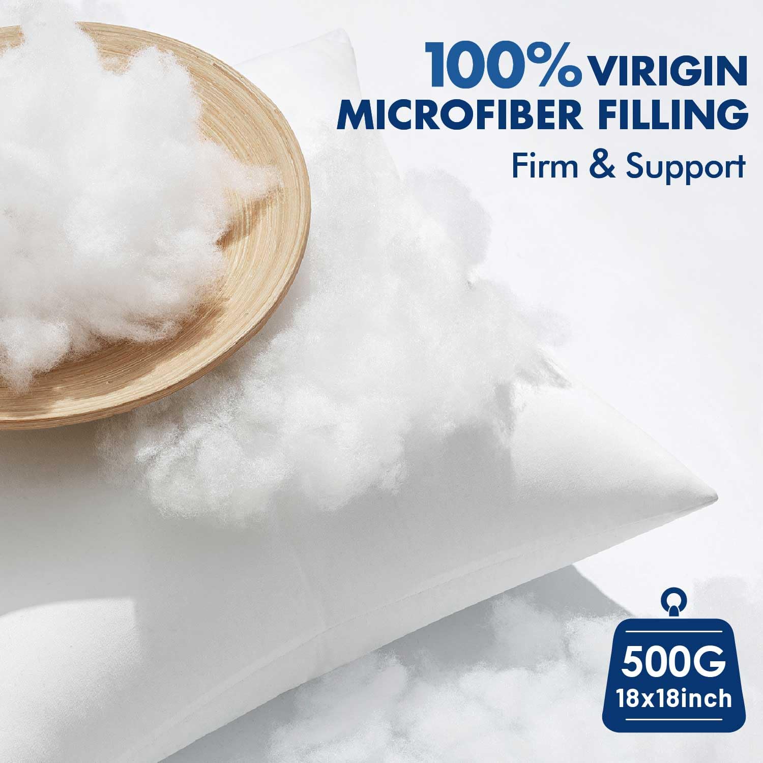 MIULEE Outdoor Pillow Inserts 18x18 Pack of 4 Waterproof Throw Pillow Inserts Decorative 100% Virgin Fibers Filling for Patio Sofa Couch - 4