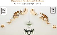 Vista 6 de Estante para gatos de montaje en pared con hamaca, escalera de escalada de 3 niveles y repisas, muebles de pared Moon Cats para actividad de gatitos
