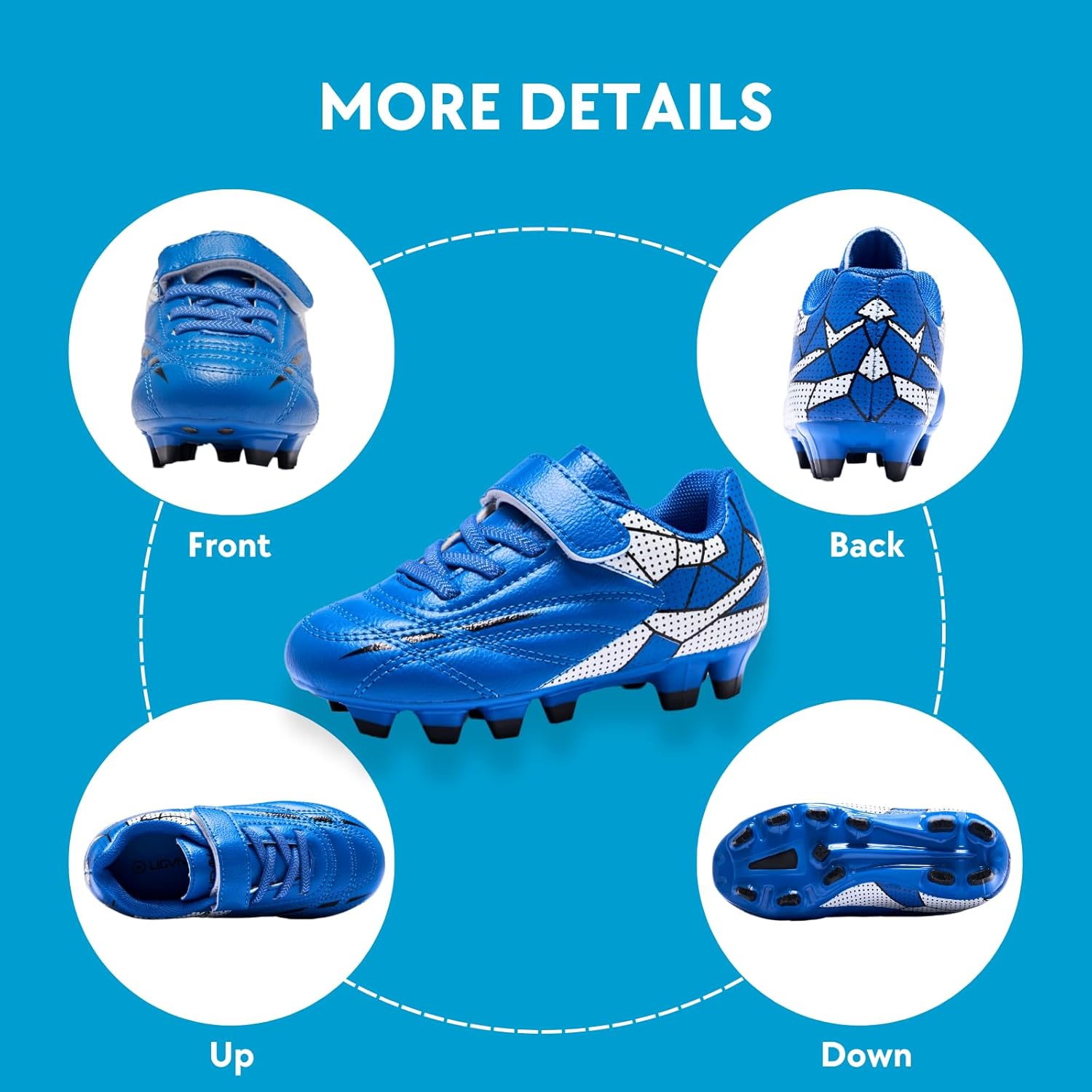Soccer Cleats for Toddlers, Laceless Football Shoes, Outdoor Firm Ground, Little Kids & Big Kids - Image 5