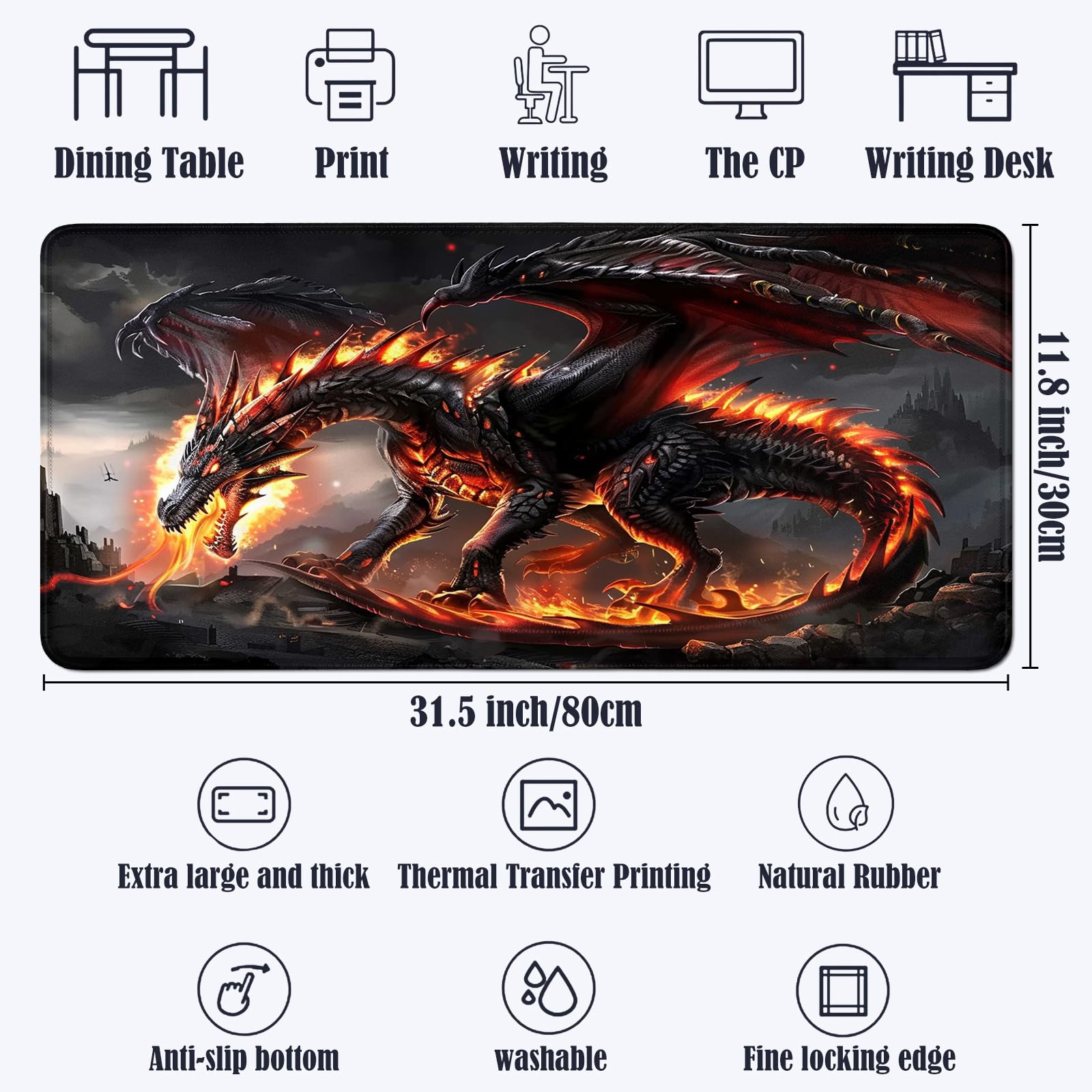 Amazon.com: Majestic Dragon Roaring Large Gaming Mouse Pad 31.5 x