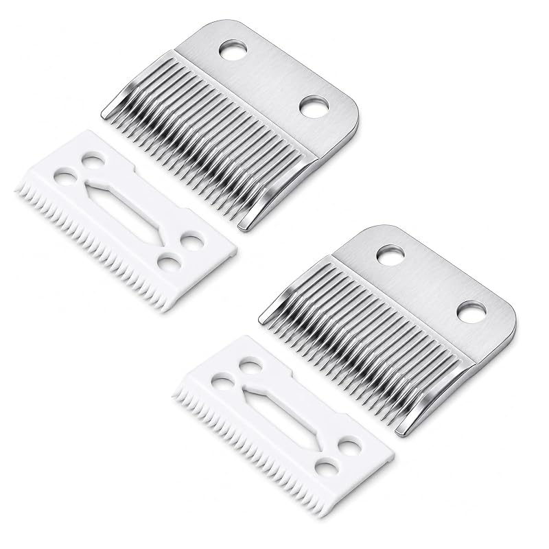 Lâmina de Reposição para Máquina de Tosa em Aço Inoxidável Poweka Compatível com Wahl #30-15-10 (#1037-400), Silver, Pacote com 2