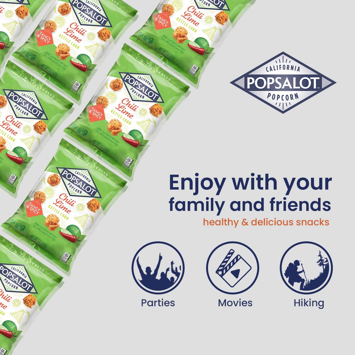 Popsalot-Gourmet Popcorn | Oven-Baked | Gluten-Free | Air-Popped | Flavored Popcorn Gourmet | Popcorn Snack Packs | Pop-Corn Snack Ready to Eat in Every Movement (Chilli Lime)