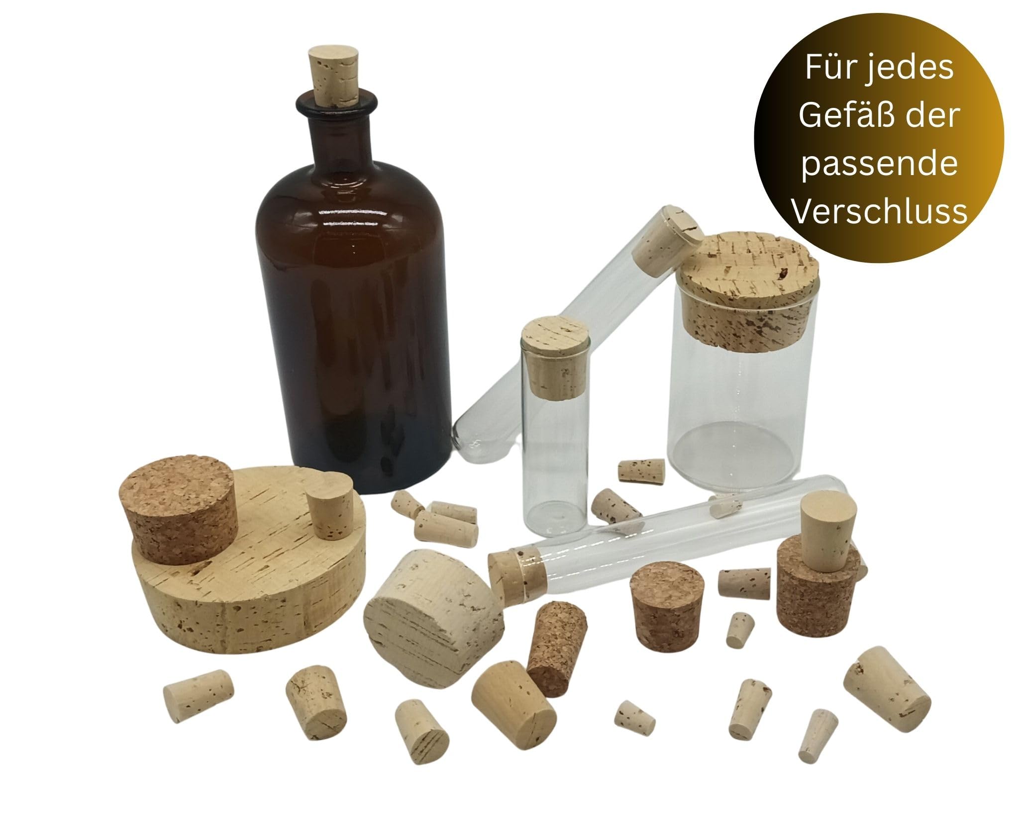 500 tapones de corcho, 27 mm x 20/17 mm, corcho natural para tubos de ensayo
