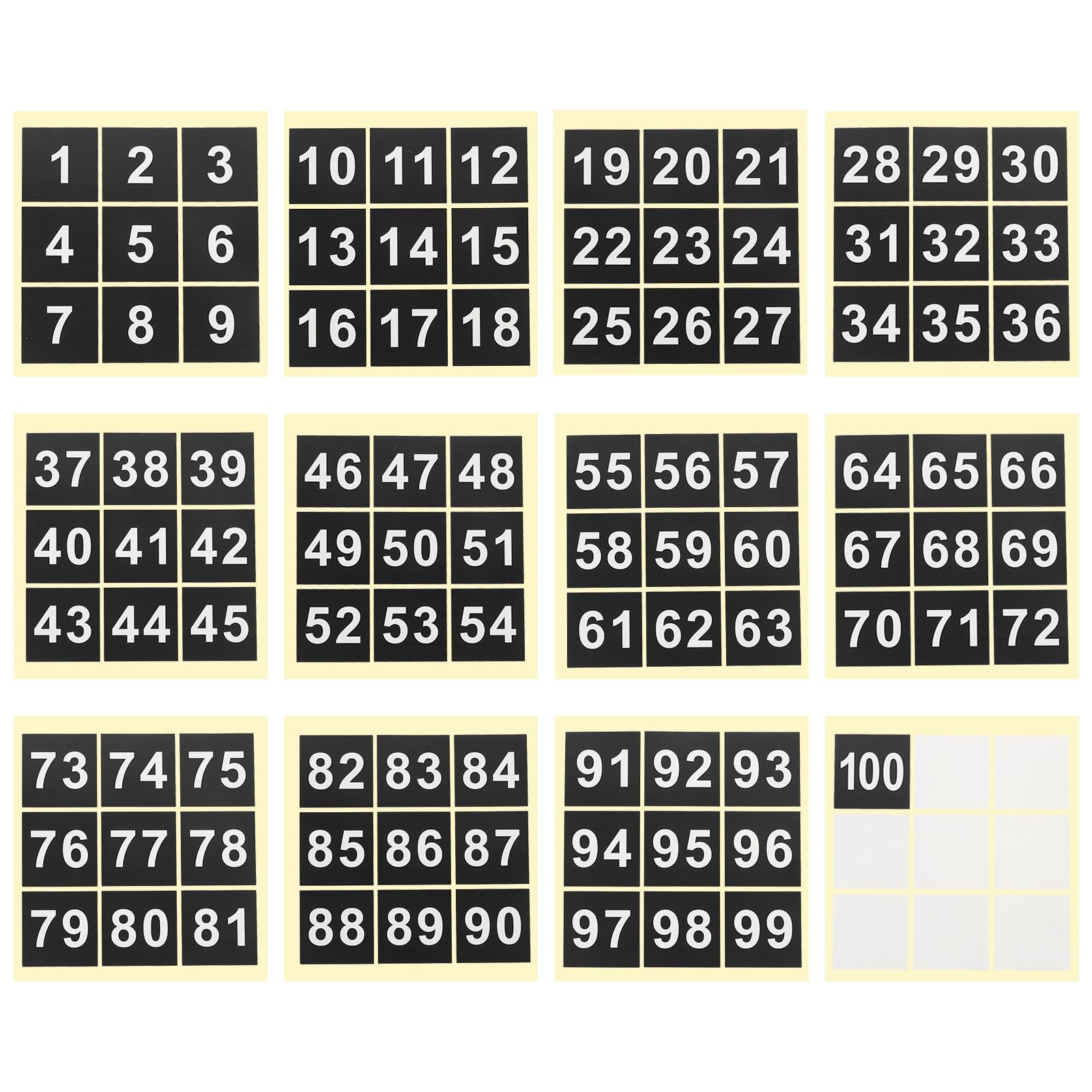 PATIKIL 76mm Consecutive Number Stickers 1-100, Square Self-Adhesive Vinyl Number Decals for Inventory Storage Organizing, Locker, Toolbox, Bins, Indoor Outdoor, Black โ image 1