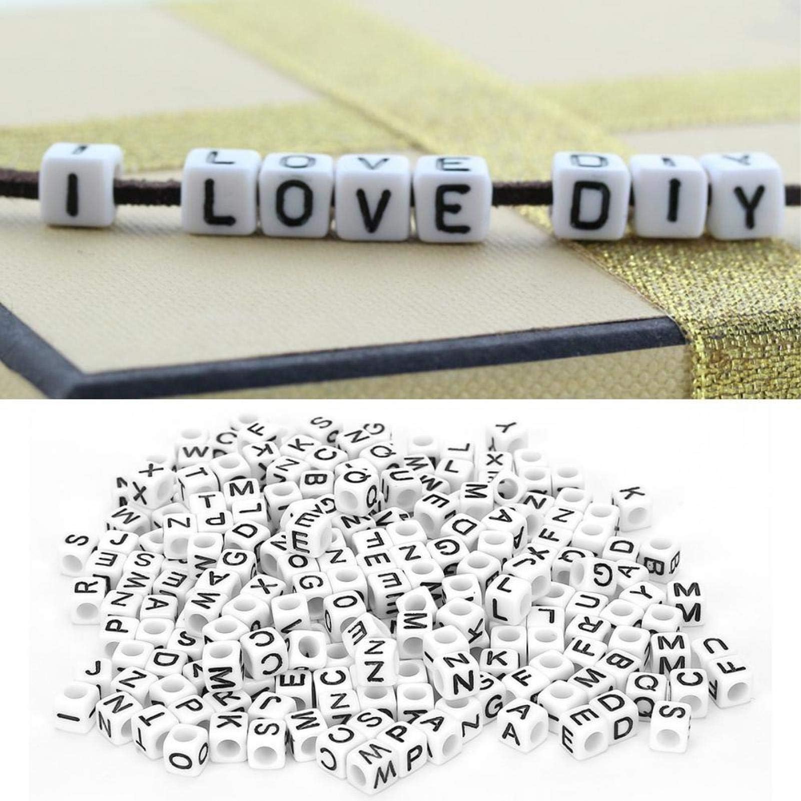 2400pcs Perles De Lettre Rondes pour Bracelets Faisant Le Kit De Perles De Numéro d'Alphabet Acrylique avec Des Perles De Rocaille d'Argile Pour La Fabrication De Bijoux