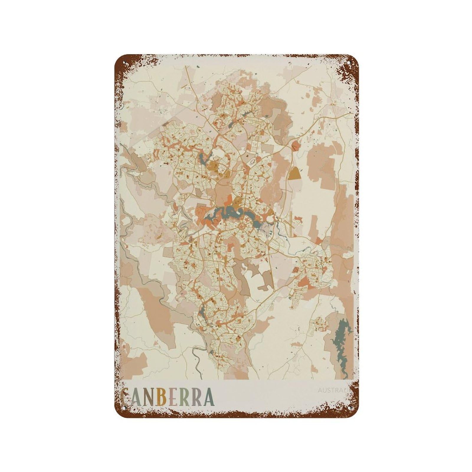 xiaoxiaoshen Canberra Map Australia Boho (2) Wall Decor Art Metal Tin Poster Modern Home Decor Art Home Bar Shop Decorations Vintage Sign 30x20cm