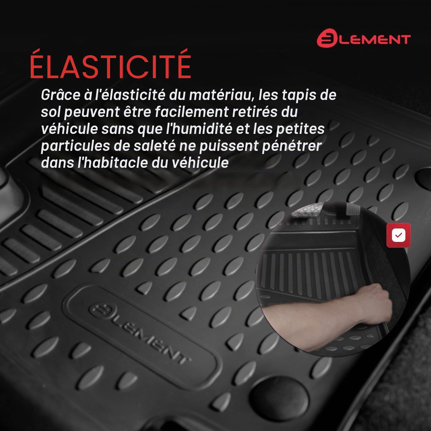 Element Tapis de Sol Voiture en TPE pour 3D Fiat 500x, 2014->, (Europe), sur Mesure, antidérapants, imperméables, Bords Hauts, Protection Toutes Saisons, Facile à Nettoyer