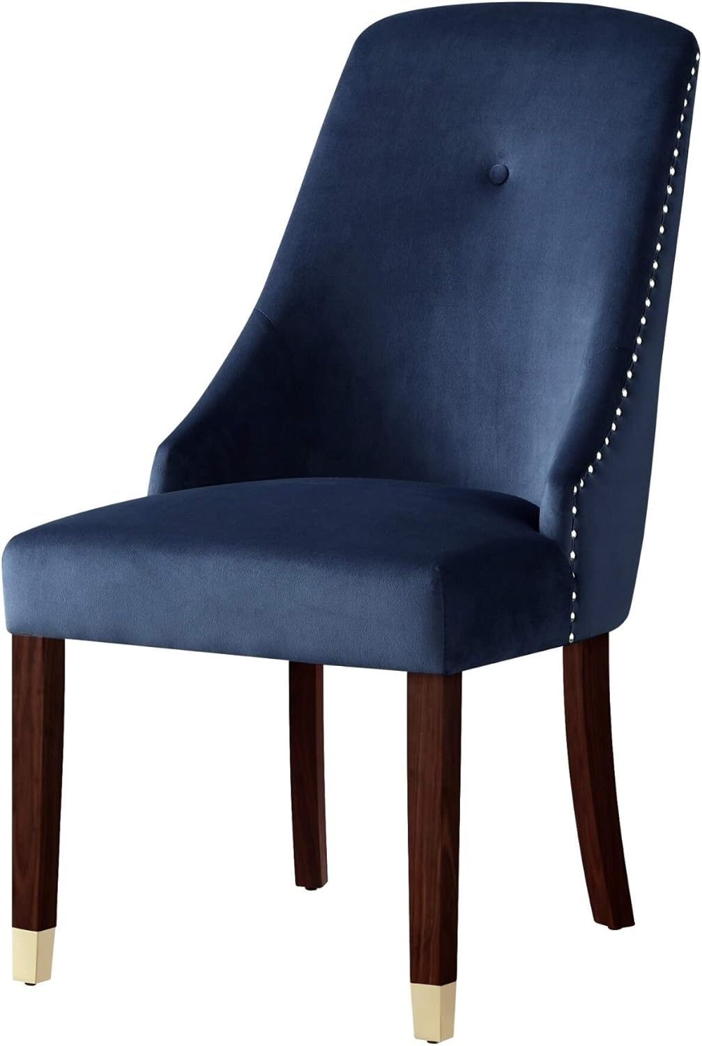 Inspired Home Piers Leather PU or Velvet Dining Chair Single Tuft (Set of 2) Navy