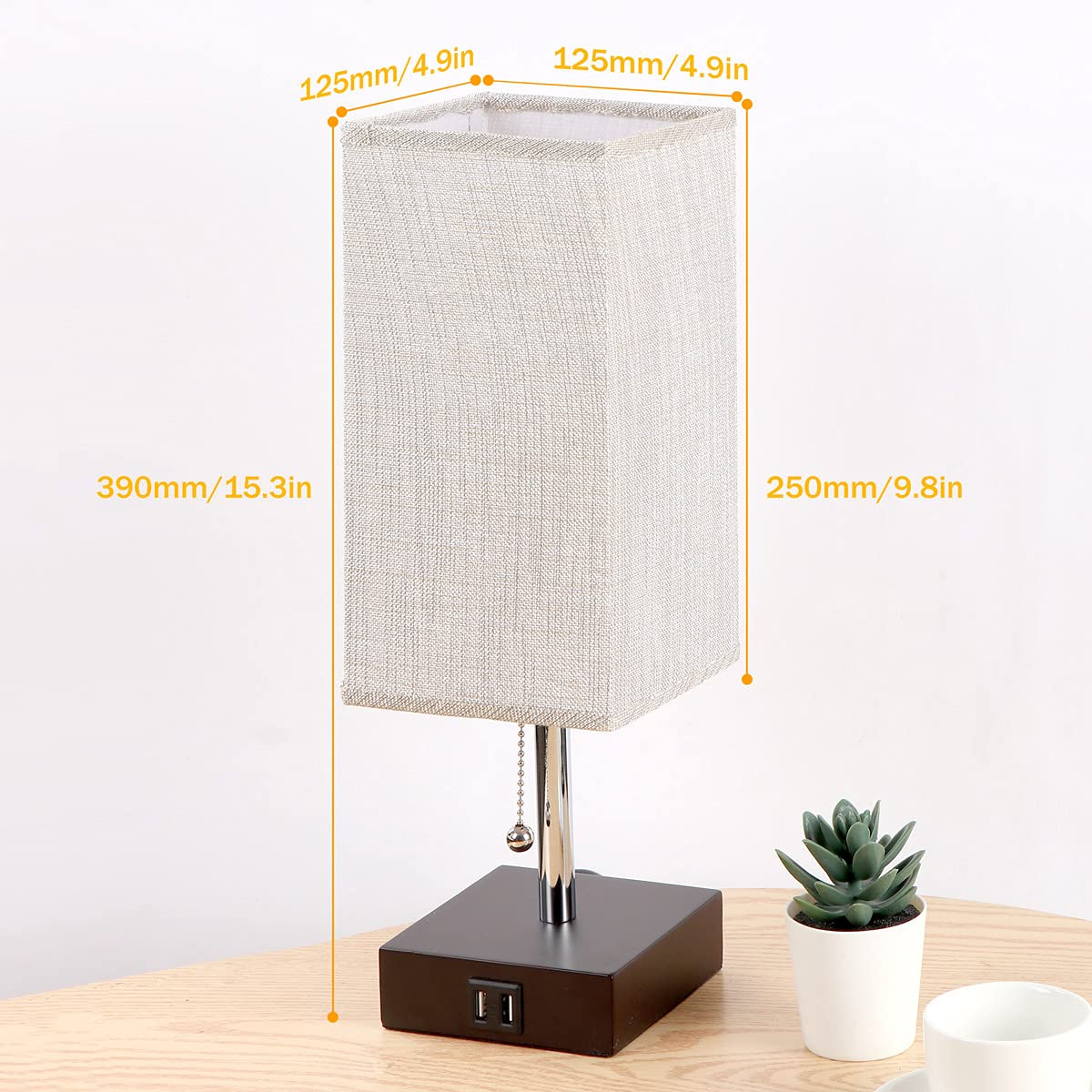 Buy Bedside Table Lamp Soilsiu Bedroom Lamp with 2 USB Ports Solid