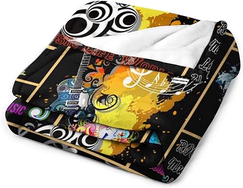 Miniatura 3 de Mantas y mantas de notas musicales, manta de franela con temática de música rock and roll, regalos únicos con temática musical para amantes de la
