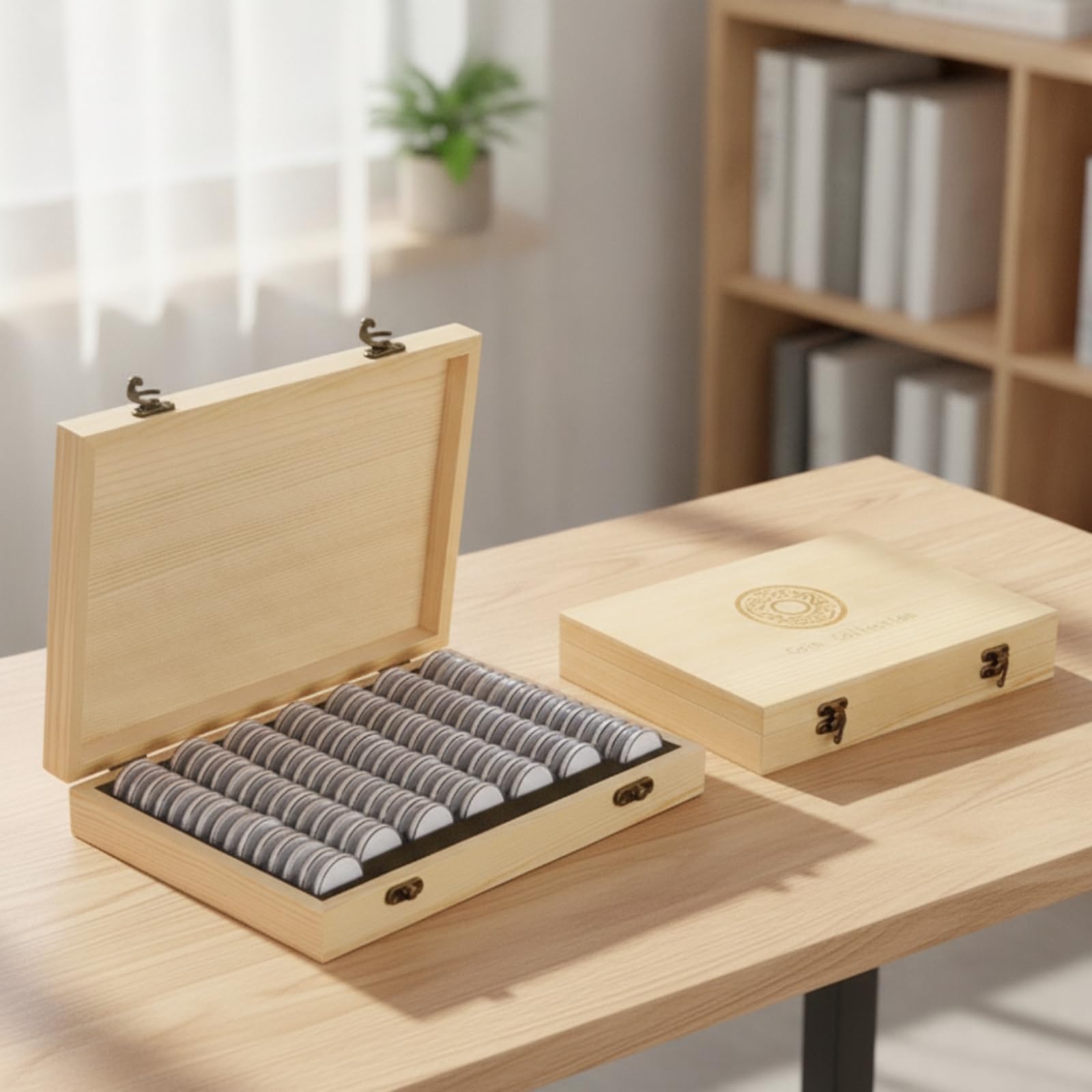 100 Piezas Caja Monedas con Cápsulas
