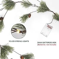 Vista 7 de 6.4ft Smokey Christmas Garland with Lights, Prelit Natual Rustic Cedar Pine Garland with Pine Cones for Home New Year, Mantle, Fireplace, Indoor