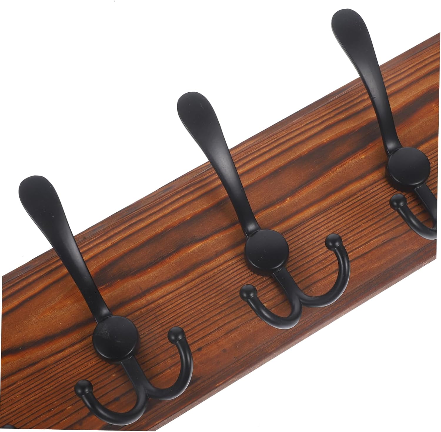 Amosfun Wall Mounted Wooden Hanger for Keys Hats Towels Robes Vintage Style Coat Rack Multi-Hooks for Organized Entryway Bathroom Hallway Use