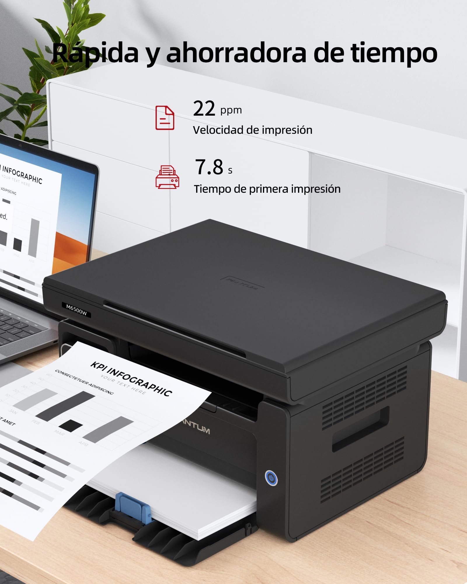 PANTUM M6500NW Impresora láser multifunción, Monochrome Impresora, escáner, copiadora (WLAN, Airprint, A4, Impresora en Blanco y Negro) 22PPM