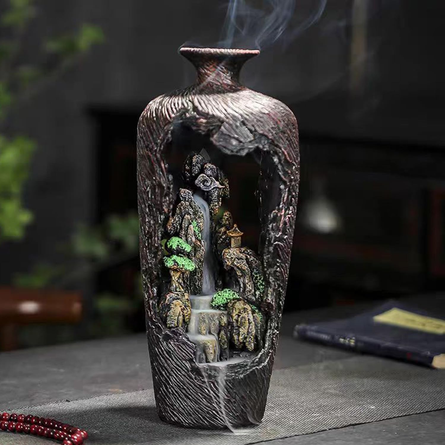 Backflow Incense Burner Cone Holder Waterfall Incense Burner Cool Inscent Fountain Falling Smoke Mountain Water Fall Incent Back Flow