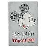 Disney Mickey Mouse Do the Impossible Embossed Metal Sign - Vintage Mickey Mouse Wall Art With Inspiring Walt Disney Quote