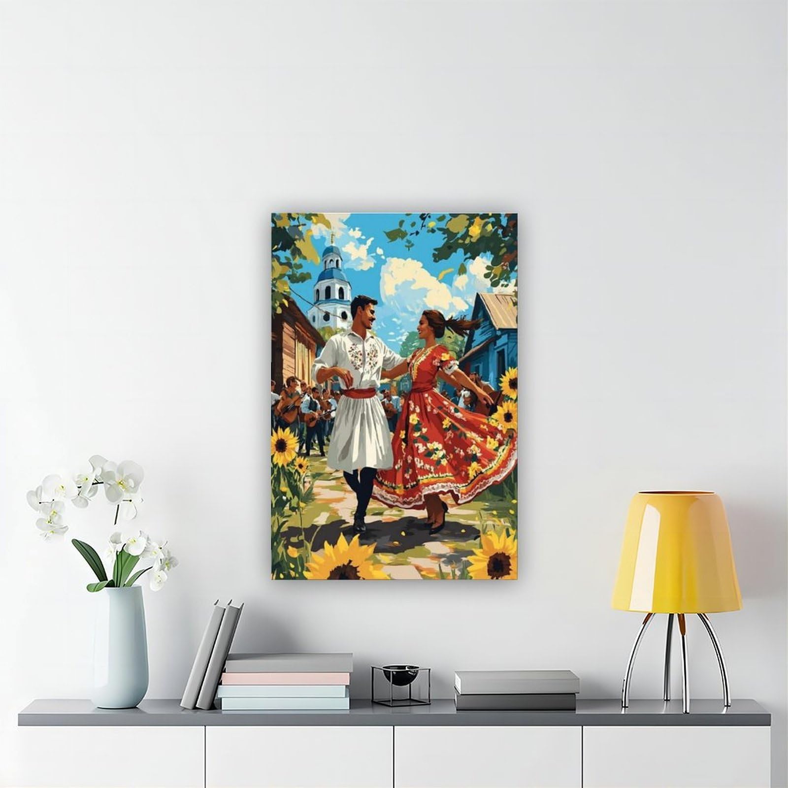 Stampa artistica di danza, poster su tela tradizionale per festival folk, decorazione per camera da letto, ufficio, stanza, regalo, 40,6 cm di lunghezza x 61 cm di larghezza