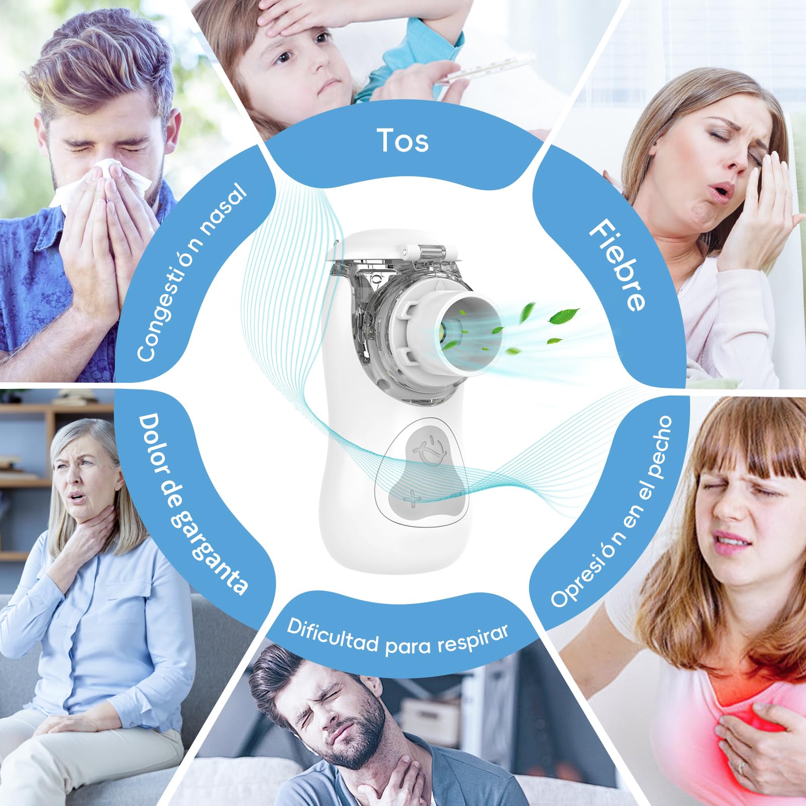 FEELLIFE Nebulizador Portátil Recargable Tipo C Silencioso para Bebés y Adultos