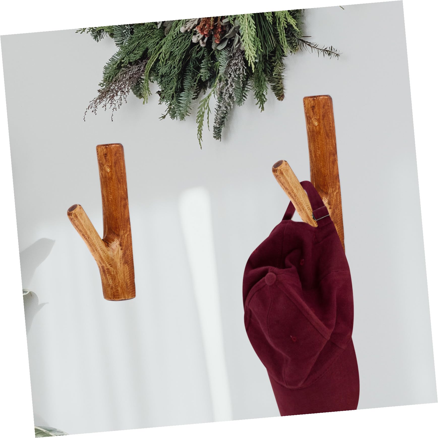 Homoyoyo Gancho de Pared de Madera Rústica Adhesivo, Gancho Decorativo para Colgar Llaves y Abrigos, Tamaño Mediano, Color Marrón, Autoadhesivo sin Taladro, Adecuado para Hogar y Oficina,