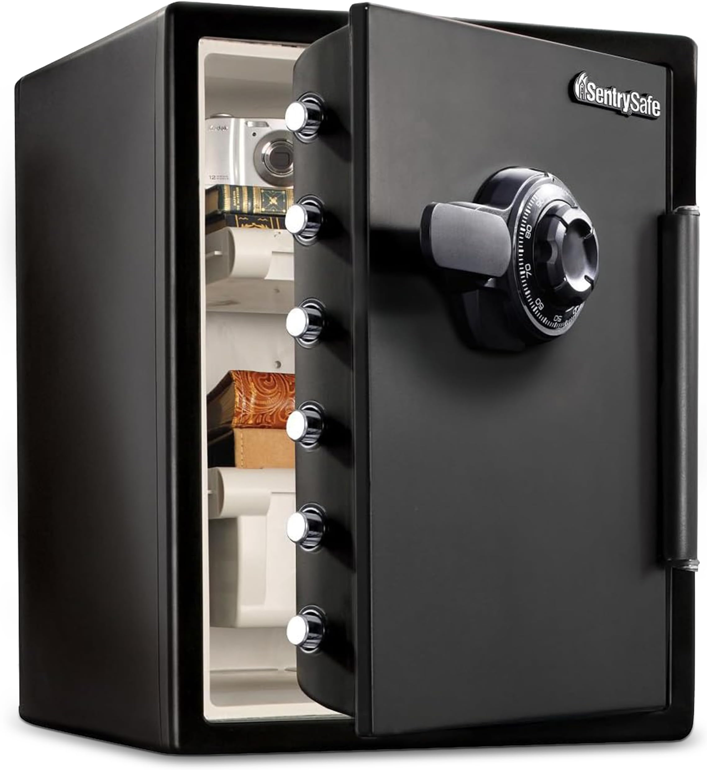 Black Fireproof Waterproof Floor Safe with Dial Combination Lock for Home or Office, 2.05 Cubic Feet, SFW205CWB
