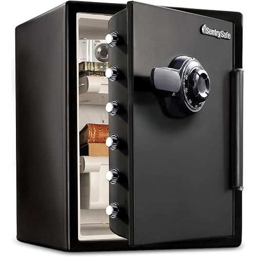 SentrySafe Black Fireproof Waterproof Floor Safe with Dial Combination Lock for Home or Office, 2.05 Cubic Feet, SFW205CWB