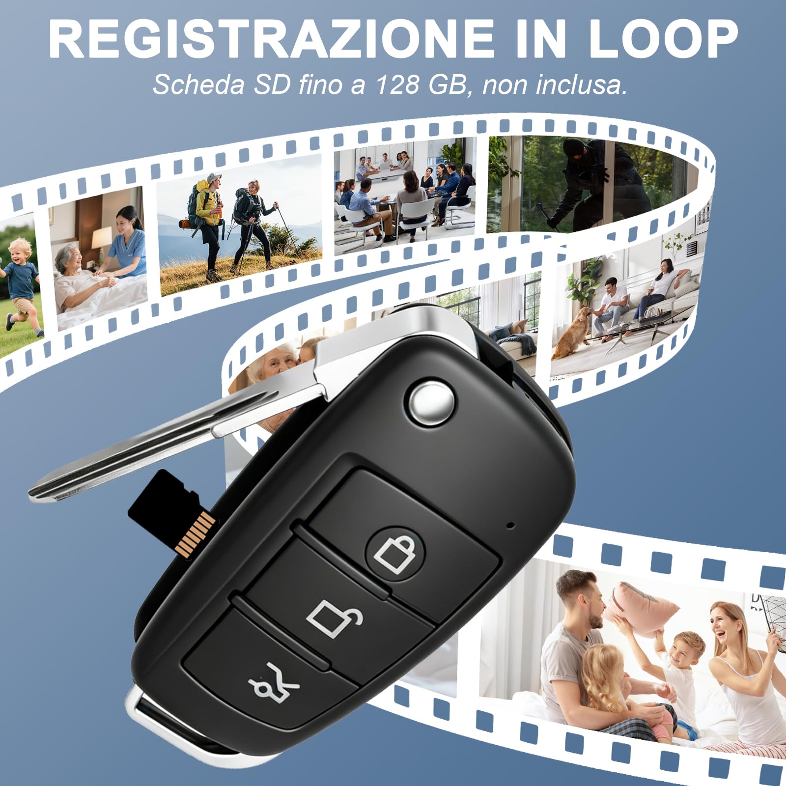 Mini Telecamera Spia Nascosta, Microtelecamera Spia Nascosta | Telecamera Nascosta 2 in 1, MicroTelecamera HD 1080P, Rilevamento del Movimento, Registrazione in Loop