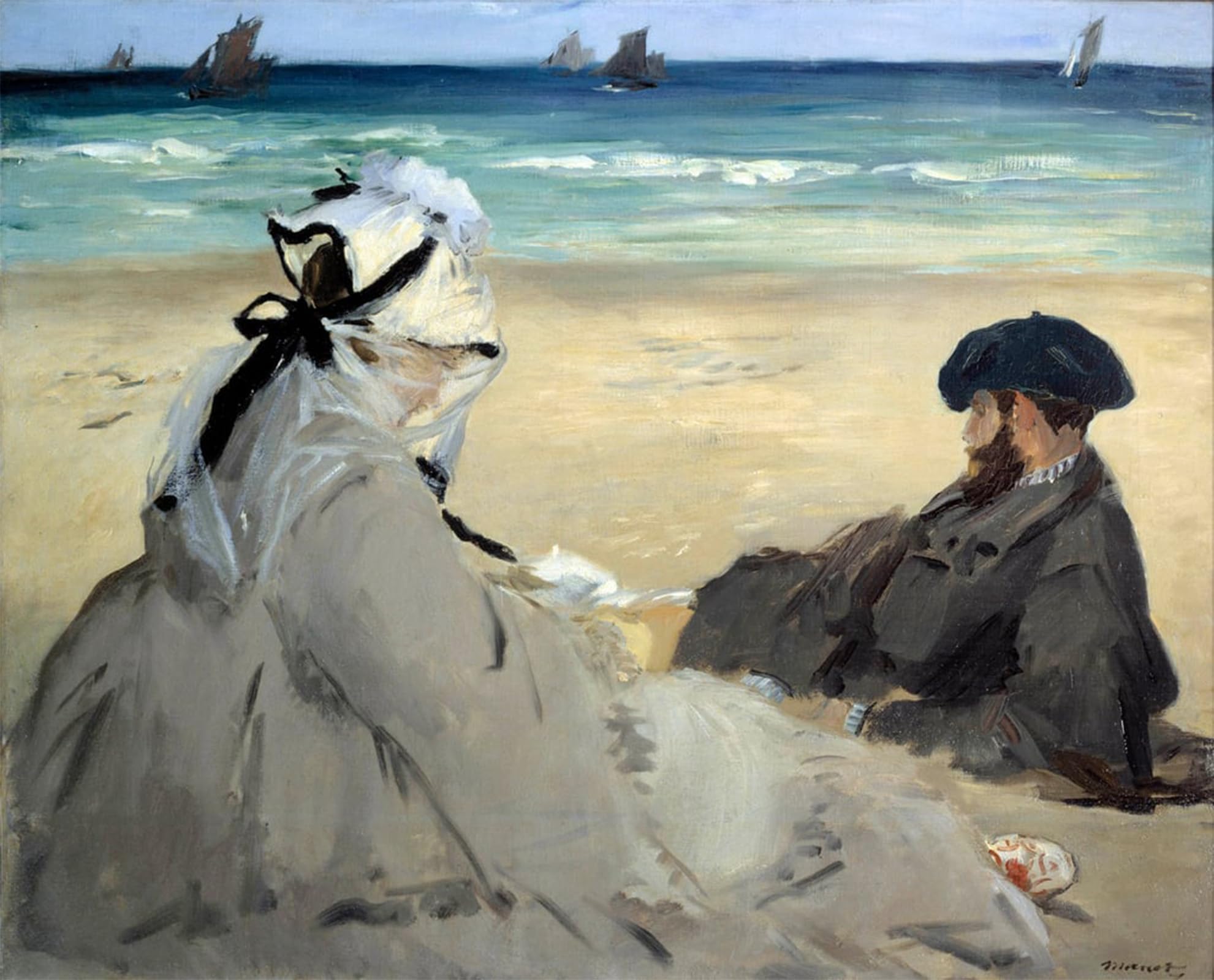 POSTERIIk Vintage Classic Picture Landscape Artwork on the Beach Representation of Suzanne Manet by Edouard Manet Portrait Canvas Painting for Office Home Decor 60x90cm
