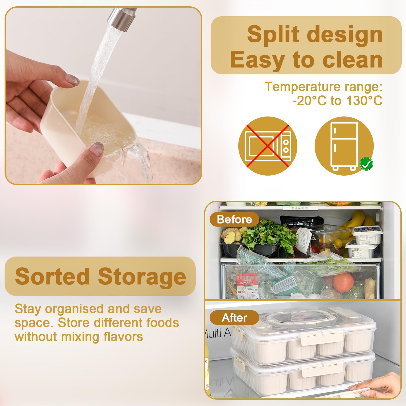 8-Fach Snackbox Mit Deckel + 6 Gabeln - Wiederverwendbarer Snackbehälter