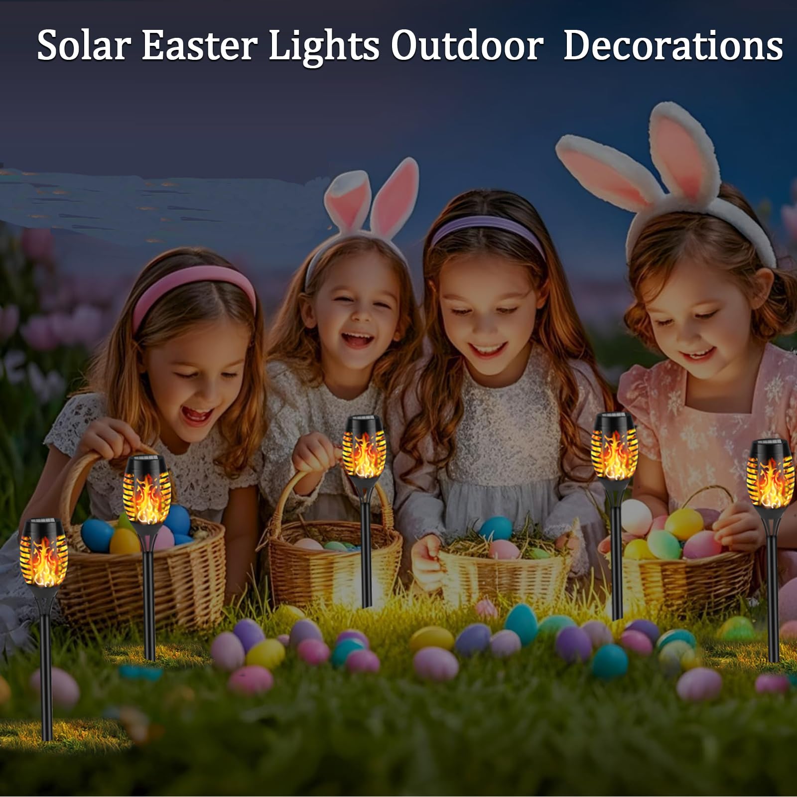 Solar-Flammenlichter für den Außenbereich, Solar-Taschenlampe mit flackernder Flamme für Gartendekoration, wasserdichte LED-Tiki-Fackeln für draußen, Hoflicht für Wege, Rasen, Terrasse