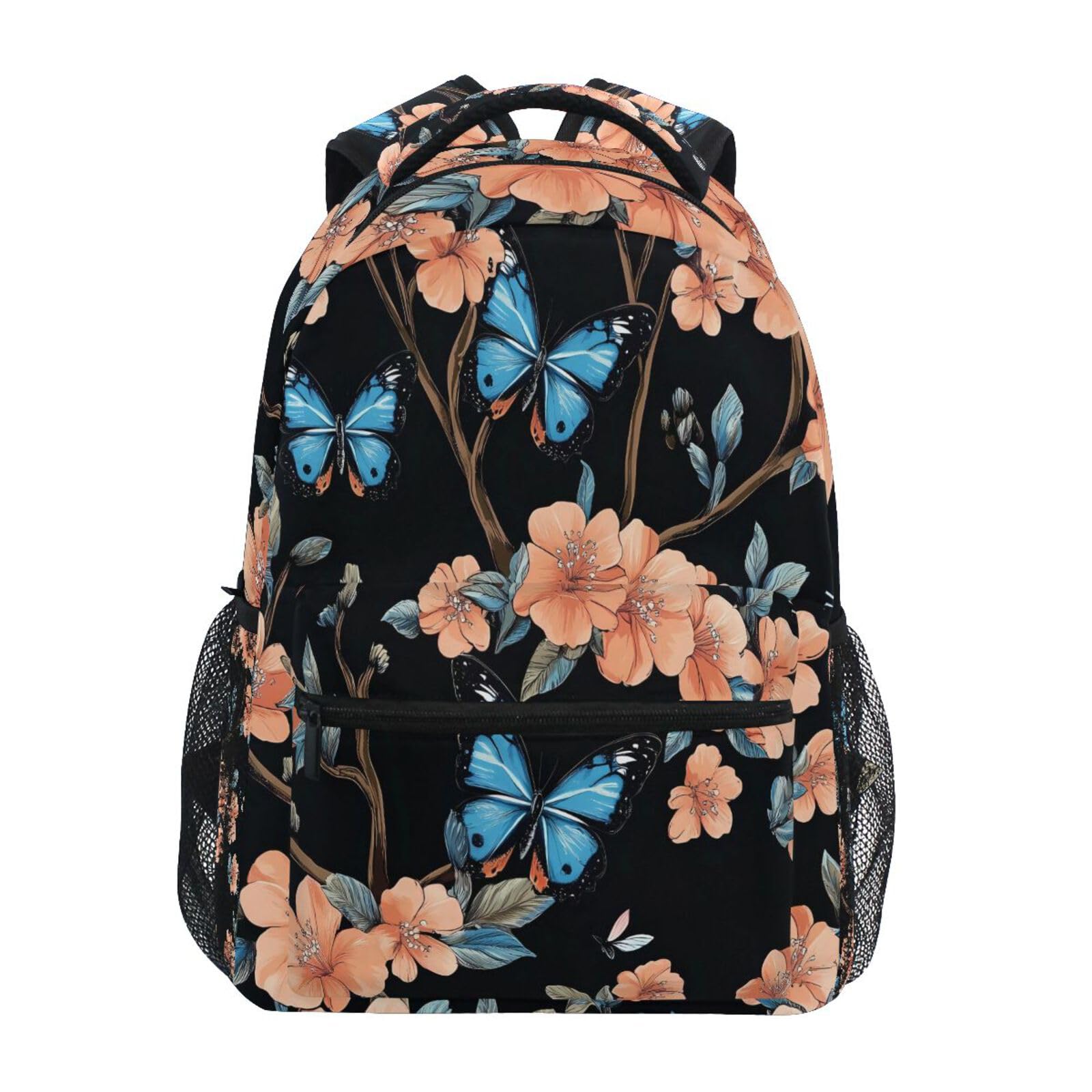 Sac À Dos Papillon Cerisier Japonais Cartable Scolaire Classique Sac A Dos Scolaire Durable Rucksack pour Travail Randonnée Voyages