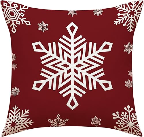 Miniatura 8 de Fundas de almohada navideñas de 18 pulgadas, 4 piezas, decoración navideña festiva roja (4 piezas mezcladas)