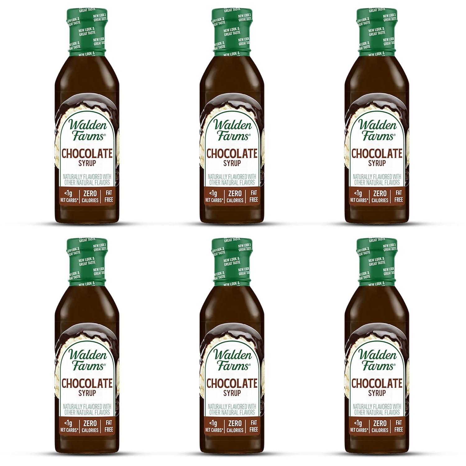 Walden Farms Chocolate Syrup 12 oz (6 Pack) - Sweet Syrup, Near Zero Fat, Sugar and Calorie - For Pancakes, Waffles, French Toast, Yogurt, Oatmeal, Lemonade, Desserts, Snacks, Appetizers and Many More