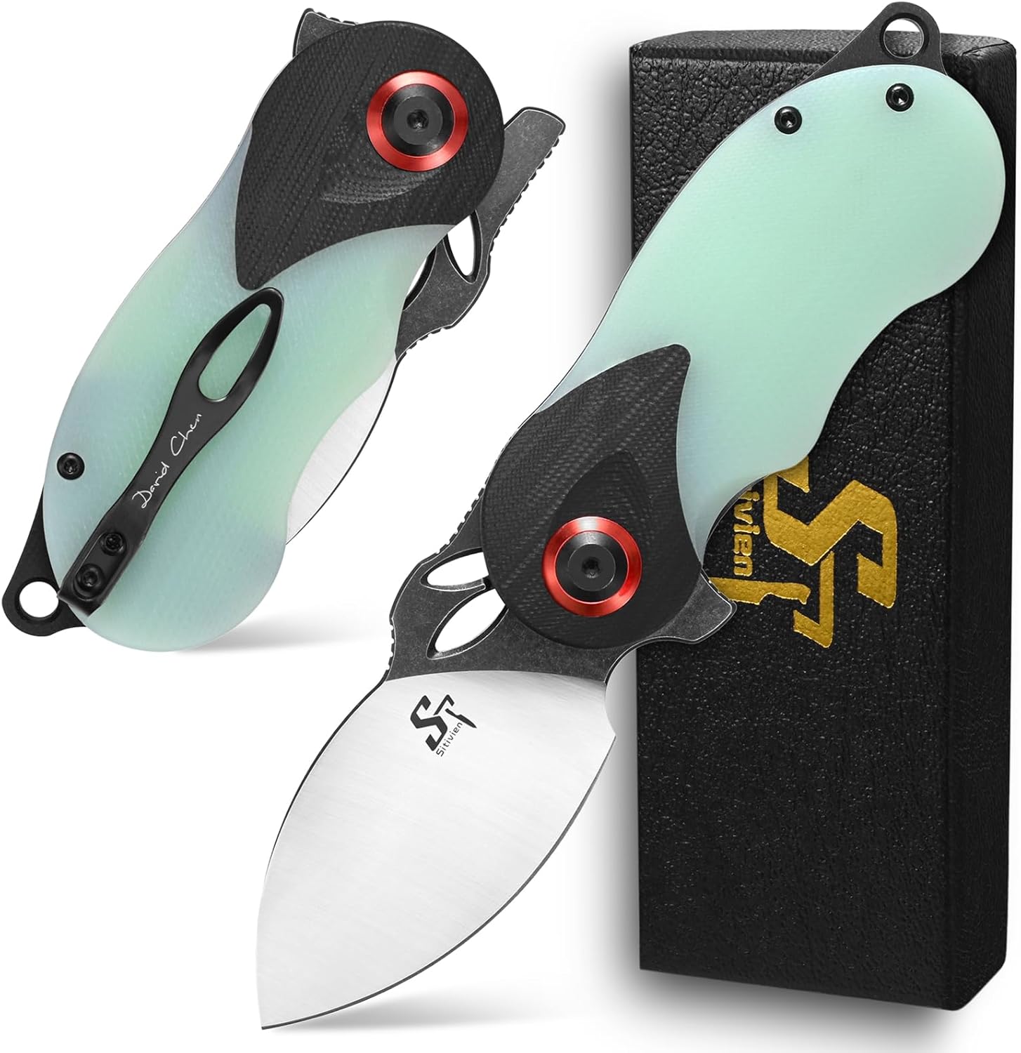 Sitivien ST159 Folding Knife,K110 Steel Blade with G10 Handle Chinese Zodiac Series EDC Tool Knife for Outdoor Camping Hiking Fishing(Yellow)