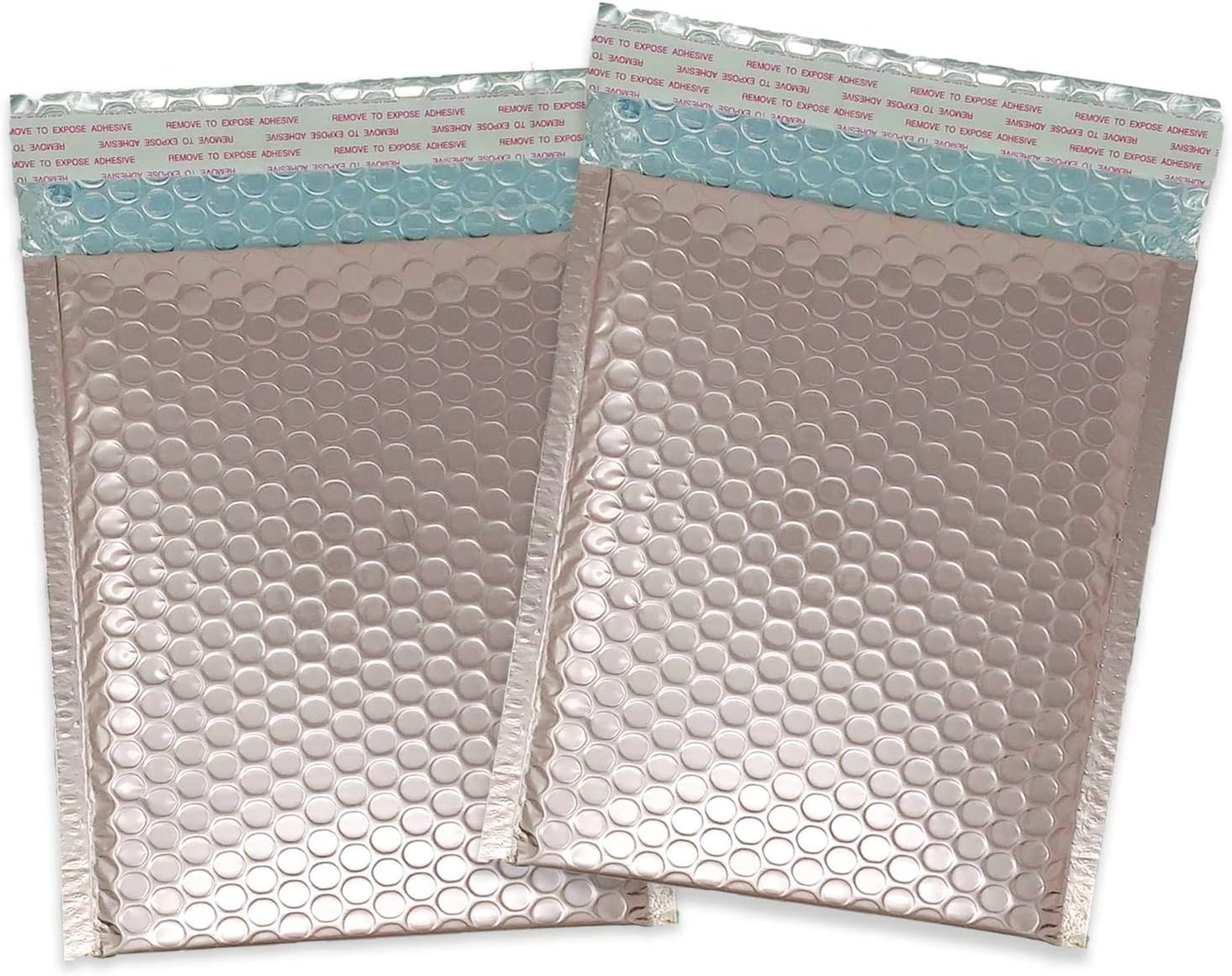 9x13 Nude Pink, Holographic Metallic Bubble Mailers Combo (9.5x13 Usable Space), Padded Shipping Mailing Envelopes W Kissy Stickers