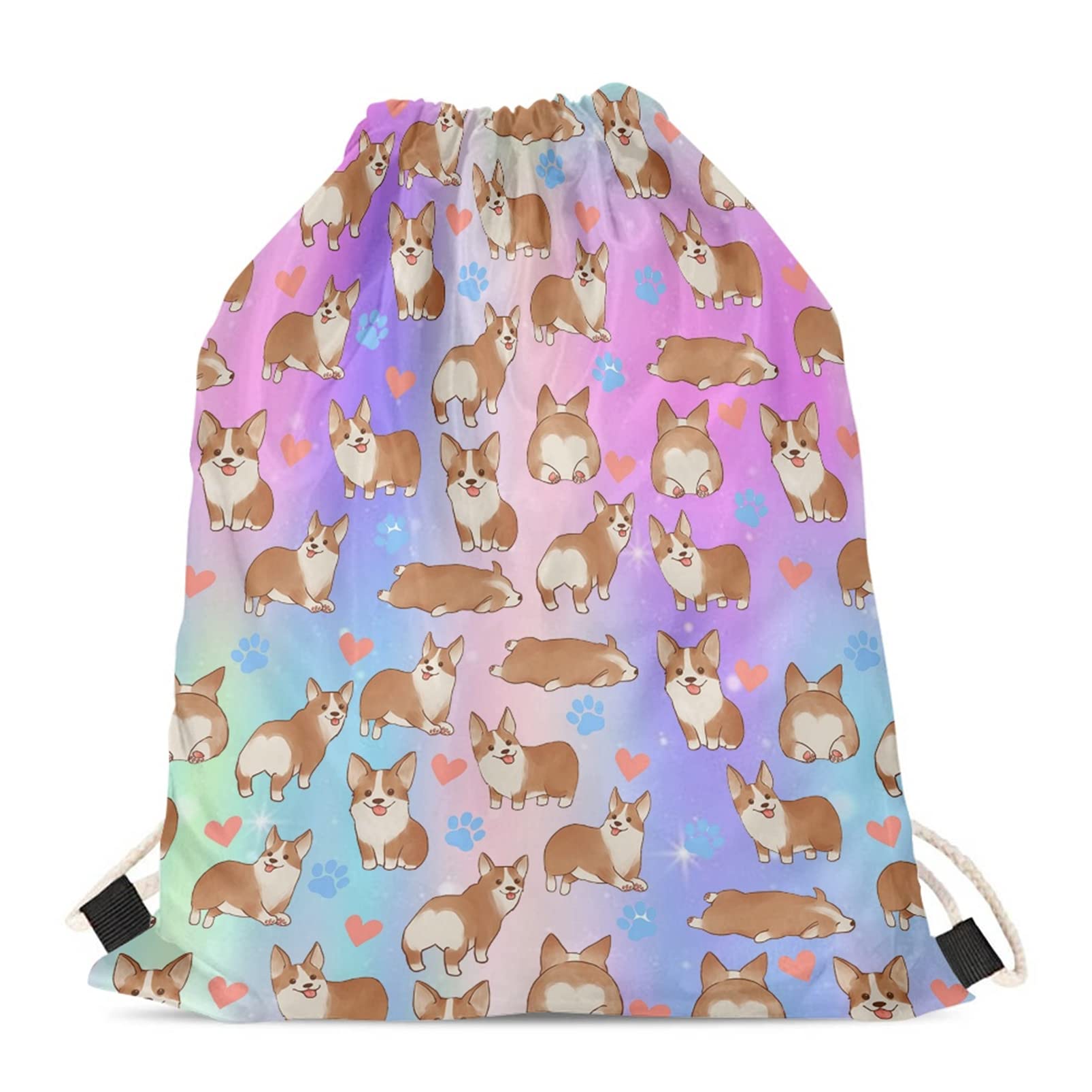 BYCHECAR Cute Corgi Drawstring Backpack for Kids Gym Sport Pouch Girls Draw String Back Sack Women Teenage Swimming School Sackpack Sack Cinch Pouch โ image 1