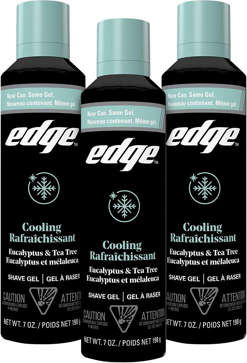 Edge Shaving Gel for Men, Cooling Eucalyptus & Tea Tree, 7 oz (3 Pack) | Smoothing shaving cream gel, Reduces irritation, Cool and refreshing formula, Moisturizing lubricant for razors, Fresh scent