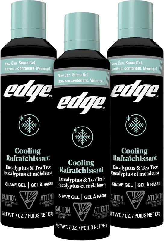 Edge Shaving Gel for Men, Cooling Eucalyptus & Tea Tree, 7 oz (3 Pack) | Smoothing shaving cream gel, Reduces irritation, Cool and refreshing formula, Moisturizing lubricant for razors, Fresh scent