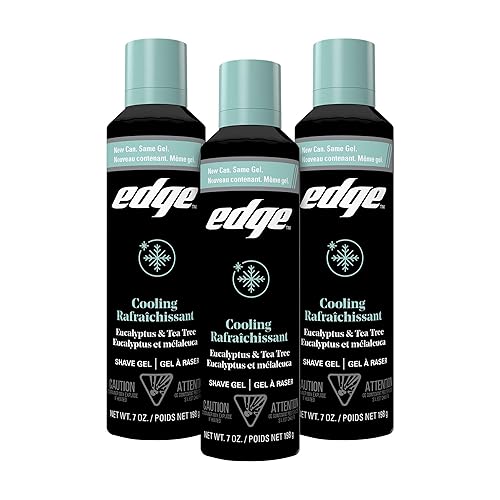 Edge Gel de afeitado para hombres, eucalipto refrescante y árbol de té, 7 onzas (paquete de 3) - Gel de afeitar para hombres que hidrata, protege y